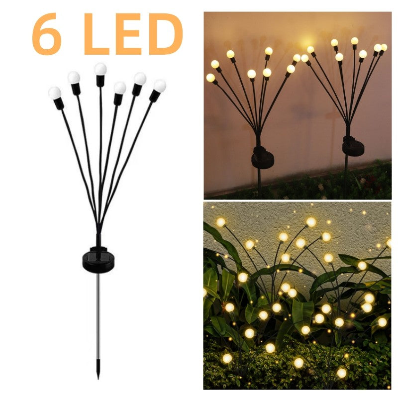 6/8/10 LED Solar Powered Garden Lights Firefly Lights Outdoor Waterproof Vibrant Swaying Lights for Patio Pathway Decoration