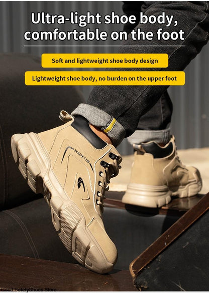 Botas de Segurança Masculinas com Biqueira de Aço Indestrutíveis para Construção Botas de Segurança à Prova de Perfurações Calçados de Trabalho Masculinos Protetores