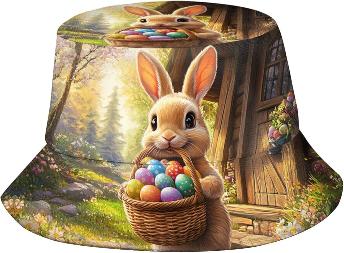 Easter Eggs 4 Bucket Hat for Women Men Summer Travel Beach Sun Cap Easter Hat Outdoor Fisherman Hat Unisex