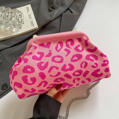 Dopamine Leopard Print Clutch Bag with Detachable Strap Leopard Crossbody Bag Women's Fashion Handbags for Women and Girls