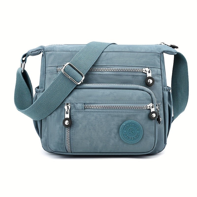 Waterproof Nylon Crossbody Bag, Multiple Pockets & Zipper Closure, Stylish Casual Shoulder Bag for Travel, Everyday Use