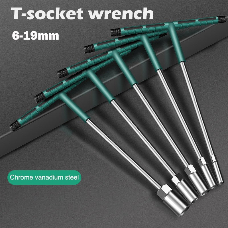 Chave de Torque de Soquete T de 6 a 19 mm Cabo de Borracha Chave Hexagonal Conjunto de Soquetes de Reparo para Mecânica Ferramenta de Oficina Mecânica Automotiva Ferramentas Manuais