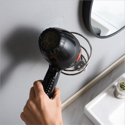 Suporte de Secador de Cabelo Organizador Soprador Adesivo Montado na Parede Sem Pregos Sem Furos Aço Inoxidável Espiral Suporte Armazenamento Para Banheiro