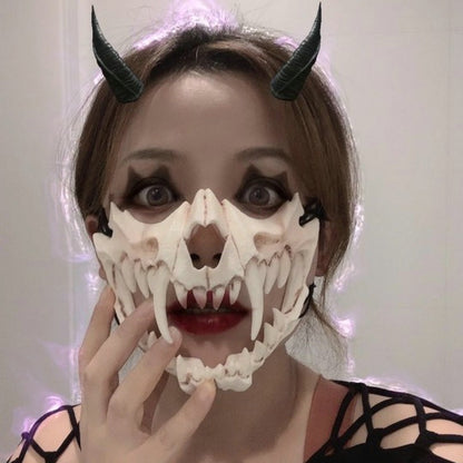 Skull Party Mask Demon Werewolf Tigers Skull Half Face Cover Mask Halloween Dance Prom Cosplay Costume Mask Prop