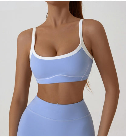 Yoga Sports Bra Color Clashing Shock Absorbing Brassiere Women Full Cup Breathable Gym Tube top Bra Yoga Workout Underwear