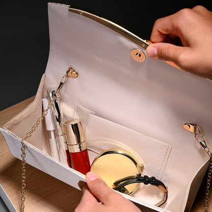 Premium Pleated Clutch Bag with Metal Trim Fashion Classic Chain Shoulder Bag for Evening Weddings And Parties