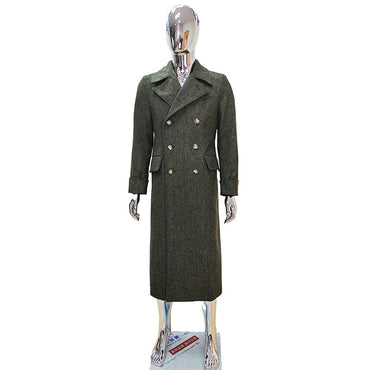 Nerazzurri Autumn Winter Long Luxury Elegant Chic Thick Warm Woolen Polo Coat for Men Double Breasted Wool & blends Overcoat