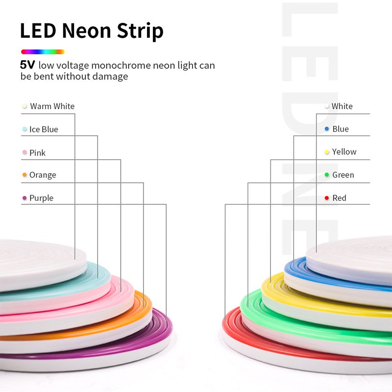 Neon LED Strip Battery Operated, 9Colors Neon Rope Lights With Battery Box Flexible DIY Design for Glow Neon Party Birthday