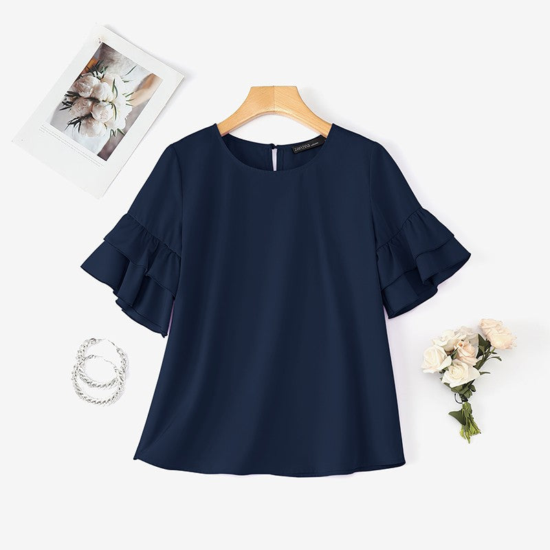 2025 Elegant Office Lady Blouses ZANZEA Summer O Neck Short Sleeve Blouse Women Stylish Solid Holiday Shirt Female OL Work Tops