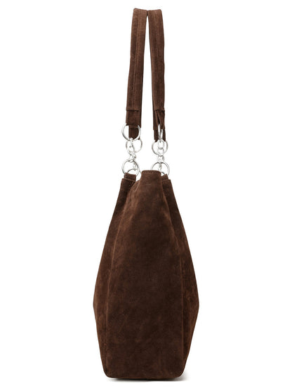 European American Autumn Winter Large Capacity Suede Women's Bag, Vintage Handbags Women Shoulder Bag, Retro Faux Suede Tote Bag