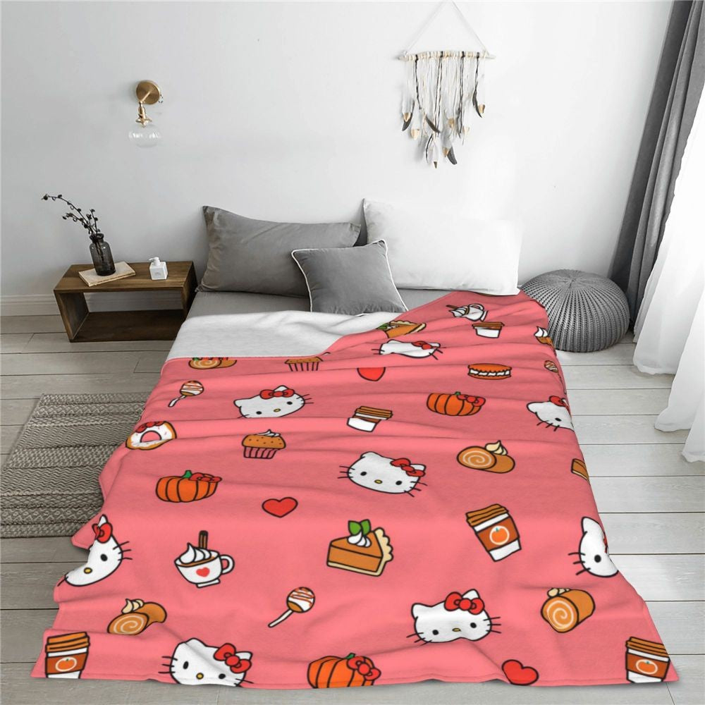 Christmas Hello Kitty Blankets Quality Warm Throw Blanket Winter Travel Office Couch Bed Graphic Bedspread