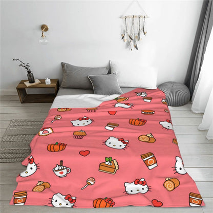 Christmas Hello Kitty Blankets Quality Warm Throw Blanket Winter Travel Office Couch Bed Graphic Bedspread