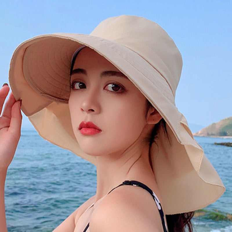 New Women's Summer Sun Hat With Neck Protector And Sunshade For Outdoor Cycling Trip Big-Brimmed Fisherman's Hat Hiking cap
