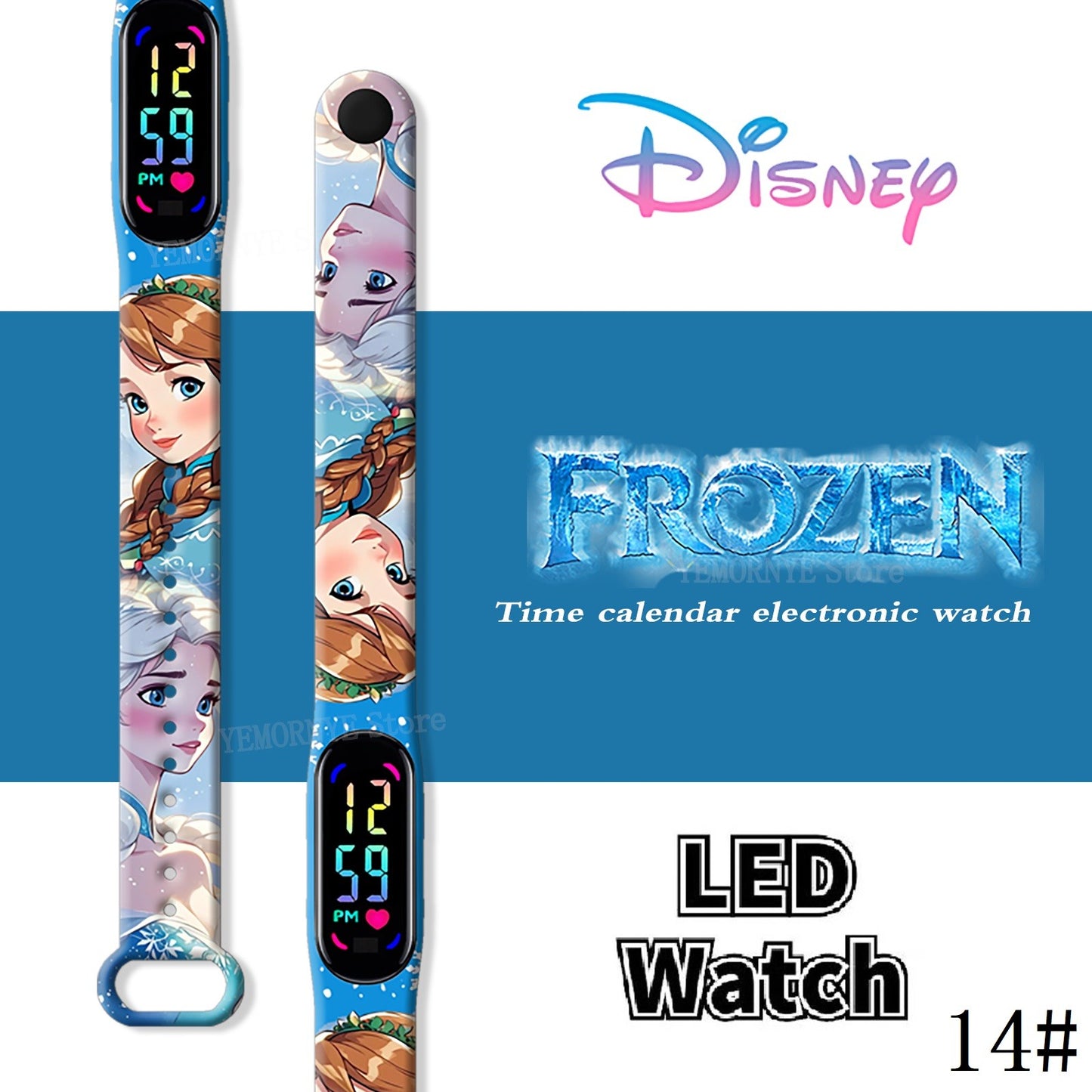 Disney Frozen Digital Kids' Watches Anime Figures LED Luminous Watch Touch Waterproof Electronic Sports Watch Kids Birthday Gift