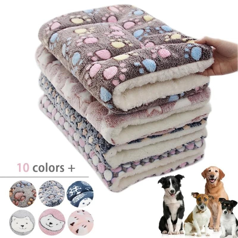 Tapete de Dormir para Pets Cama de Cachorro Cama de Gato Pelo Macio Manta Engrossada Almofada de Lã Casa Lavável Quente Padrão de Urso Manta Suprimentos para Pets