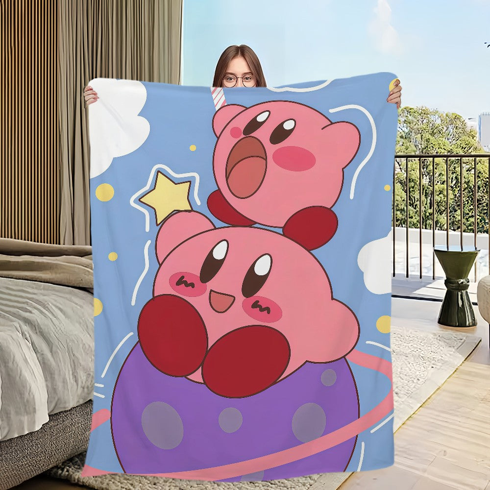 Cute Cartoon K-Kirby Blanket Soft Comfortable Nap Plush Suitable For Iiving Room Office Bedroom Birthday Home Kid Gift