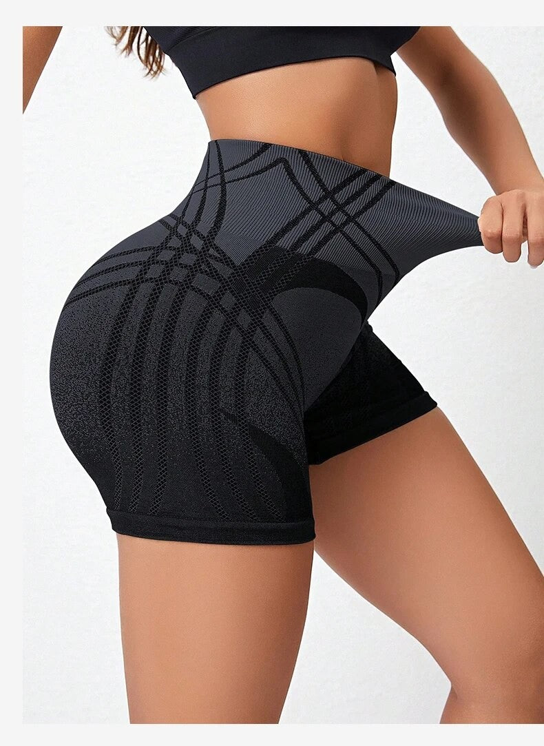 High Waist Seamless Gym Shorts for Women Mesh Breathable Compression Tummy Control Workout Athletic Exercise Seamless Shorts