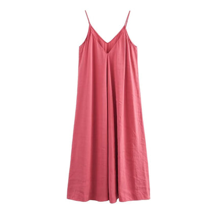 MUJER Black Slip Long Dresses for Women Red Draped Summer Dress Woman 2025 Sexy