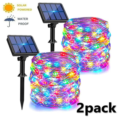 4Pack Solar String Lights Solar Outdoor Lights with 8 Lighting Modes Waterproof Fairy Lights for Tree Garden Patio Copper Wire