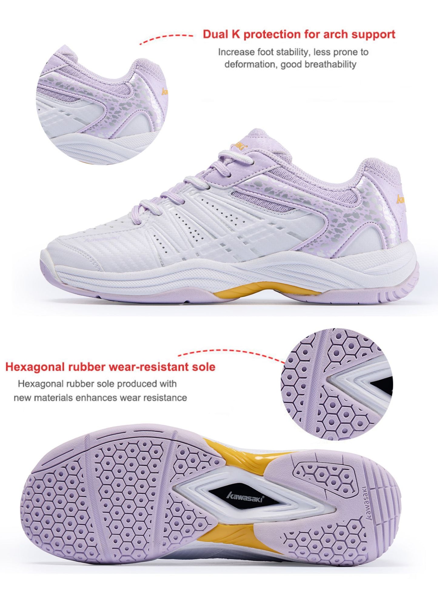 Kawasaki K-065D New Color Badminton shoes Man Women Anti-torsional Cushioning Men's Tennis Shoes For Training