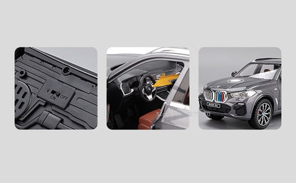 1:24 BMW X5 Modelos Carros em Miniatura SUV 6 Portas Abertas Veículos Pneus de Borracha com Luz de Som Carro Brinquedos Educacionais Infantis