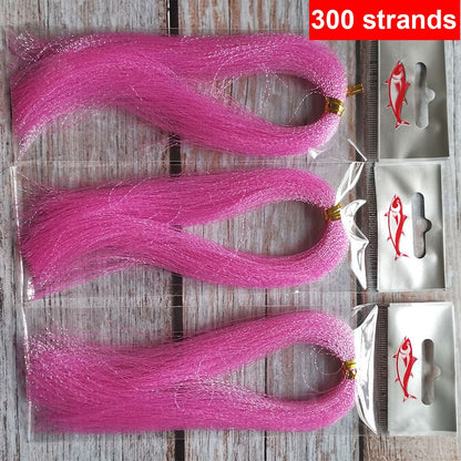 Pacote com 3 ou 10 unidades de 300 fios de tinsel torcido para iscas de pesca com mosca, linha de amarração, flash de cristal brilhante, material DIY