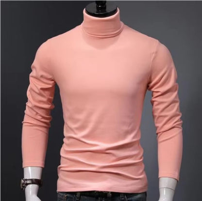 Men Thin Warm Tops Men's Autumn Long-sleeved Thermal Underwer Male High Collar Fashion T-shirt