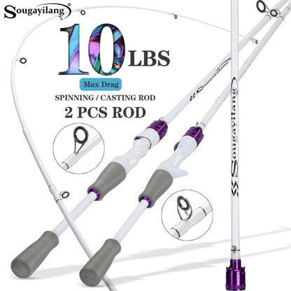Vara de Pesca Sougayilang Casting/Spinning 2 Seções 1.8m Ultralight Carbono Cabo EVA para Várias Águas