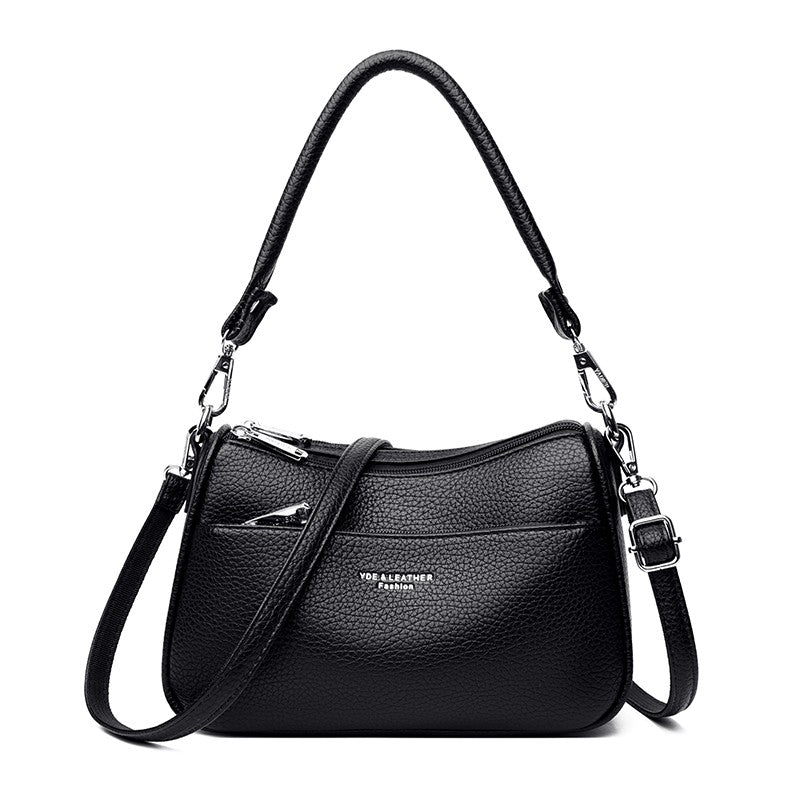 Genuine Brand Top Quality Soft Pu Leather Shoulder Crossbody Bags for Women 2026 Designer Handbag 2 Layers Hand Messenger Bag