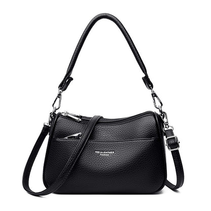 Genuine Brand Top Quality Soft Pu Leather Shoulder Crossbody Bags for Women 2026 Designer Handbag 2 Layers Hand Messenger Bag