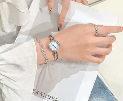 GEDI Women's Watch Silver Fashion Waterproof Ladies Watches Elegant Diamond Quartz Wristwatch Woman Gift for Girlfriend