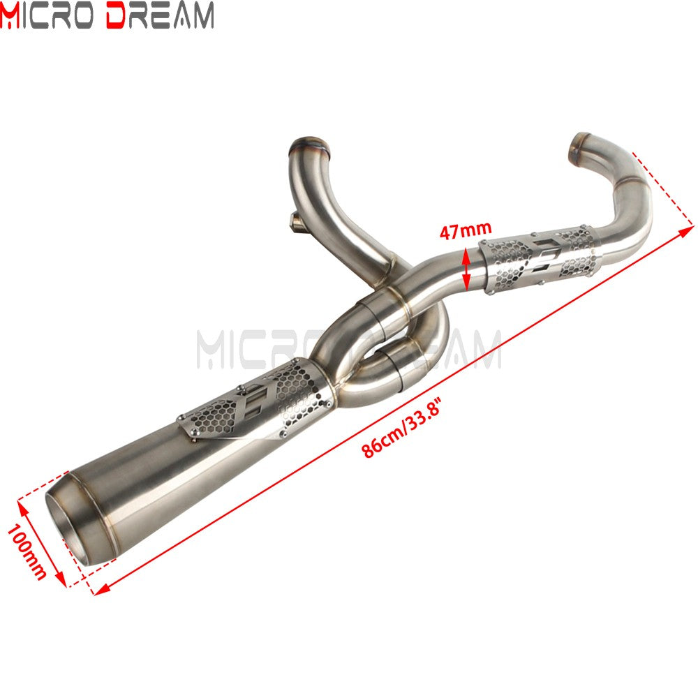 Slip-on Muffler Full Exhaust System 2-in-1 Muffler Pipe For Harley Dyna Low Rider S FXDLS Super Wide Glide FXD FXDWG   FXDF FXDB