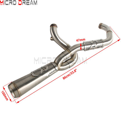 Slip-on Muffler Full Exhaust System 2-in-1 Muffler Pipe For Harley Dyna Low Rider S FXDLS Super Wide Glide FXD FXDWG   FXDF FXDB