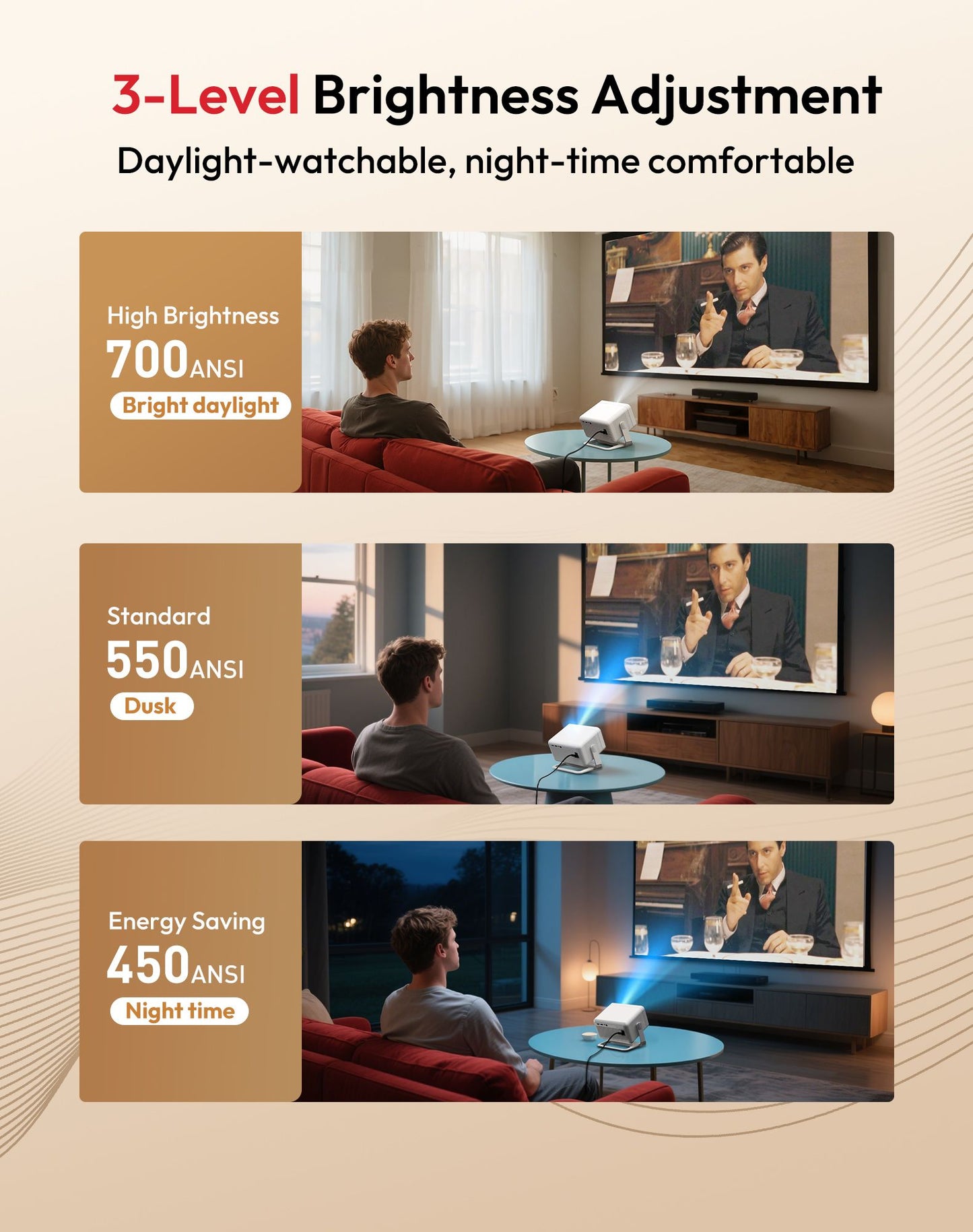 Projetor XGODY N6 Pro Netflix Oficial 4K Controle de Voz Smart Android TV Whale OS 8/32GB ROM para Filmes ao Ar Livre Home Theater