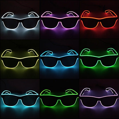 1PC Light Up LED Glasses Glow Sunglasses EL Wire Neon Glasses Glow in The Dark Party Supplies Neon Party Favors for Adults