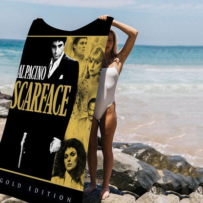 Classic Movie Scarface Bath Towel Microfiber Soft Water Absorbing Breathable For Girl Kids Decorative Cartoon Beach Towel