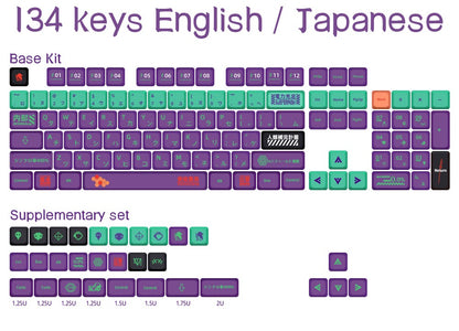 Keycaps Personalizadas Tema Eva Animação Japonesa Perfil XDA PBT Sublimação para Teclado Mecânico com Switch MX GMK