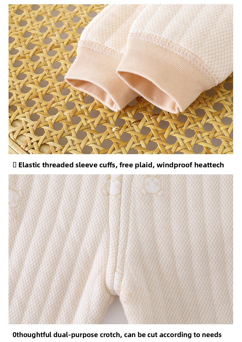 Baby Thermal Pajama Set 3-Layer Cotton Warm Winter Sleepwear Thickened Comfortable Unisex Kids Underwear Boys Girls