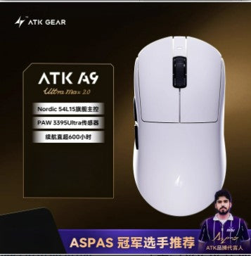 Mouse Gamer Sem Fio ATK Dragonfly A9 Ultra Paw3950 Modos Duplos Personalizado 8K Leve Acessórios Para PC Para Jogadores de FPS