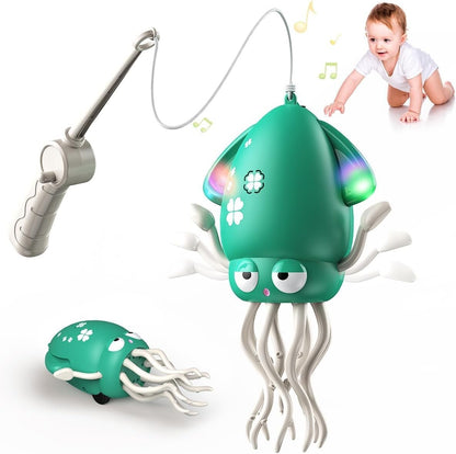 Brinquedo Polvo Dançarino Mágico Elétrico Brinquedo para Animais de Estimação de Arraste com Luz e Música Polvo para Crianças Brinquedos Interativos para Desenvolvimento Presentes para Bebês na Hora da Barriga
