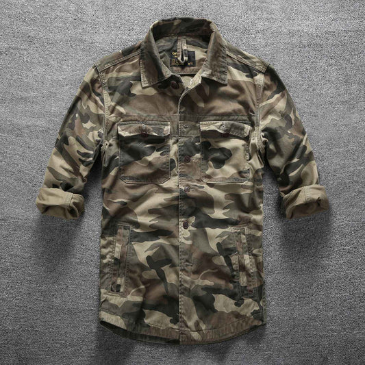2025 Men's Camouflage Cargo Shirts High Quality 100% Cotton Durable Outdoor Hiking Sport Tops Daily Casual Vintage Shirt for Men