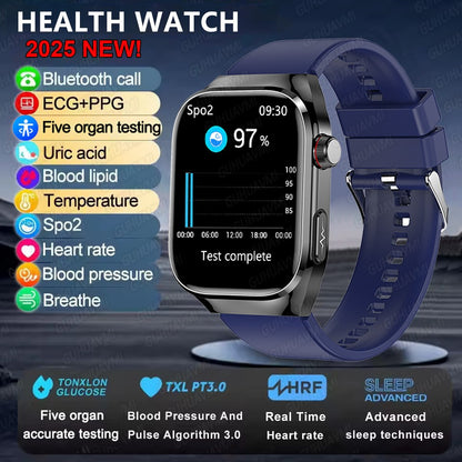 2025Novo Micro Exame Físico Smartwatch Para Homens Ácido Úrico Gordura Corporal Relógios de Saúde de Cinco Órgãos Chamada Bluetooth SmartBracelet