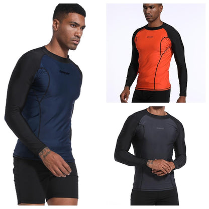 DEMMET Mens Swimwear Long Sleeve Rash Guard Swimming Surf T-Shirt UV Protection Quick Dry Beach Tight Surf Diving Clothes 120KG