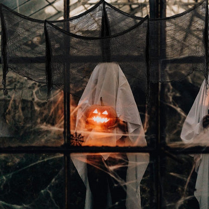 Halloween Gauze Fabric Black Chunky Gauz Fabric Haunted House Diy Decorative Gauze Horror Party Scene Props Halloween Decoration