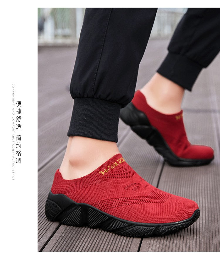 Men And Woman Sneakers Couples Slip On Half Shoes Comfortable Ankle Sock Shoes Increase Height Casual Shoes Size 35-47