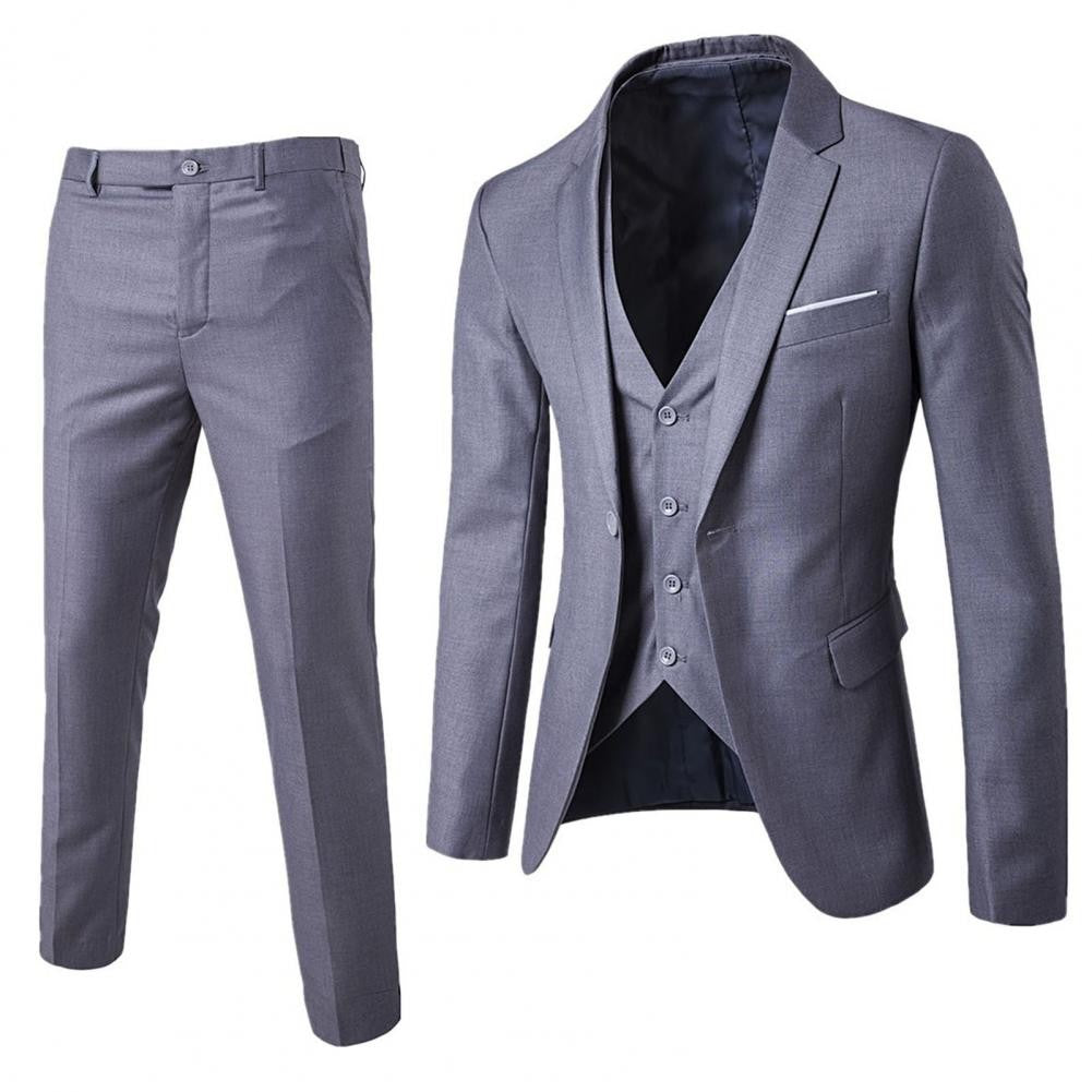 Korean Style Men Vest Pants Set Casual Business Buttons Cuff Vest Trousers Men Suit Wedding Groom Formal Suit