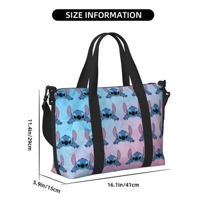 Custom Large SLilo And Stitch Cartoon Tote Bag Women Anime Shopping Shoulder Beach Gym Travel Bag