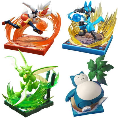 Original Blokees Aventura Pokémon Prólogo Snorlax Cinderace Scyther Lucario Figura de Ação Modelo de Montar Brinquedos Presentes de Aniversário