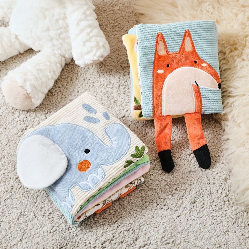 Baby Toys for 0 12 Months Cloth Book Early Educational Sensory Book Baby Soft Books Fluffy Cartoon Elephant Books With Mirror