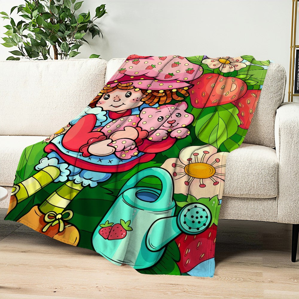 Cute S-Strawberry S-Shortcake Blanket Skin friendly comfort warm soft plush blanket suitable sofa living room office bedroom